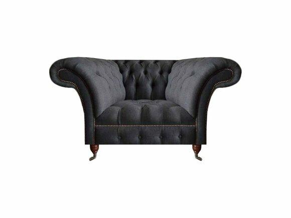 Grauer Textilsessel Wohnzimmer Sitzmöbel Moderner Chesterfield Sessel