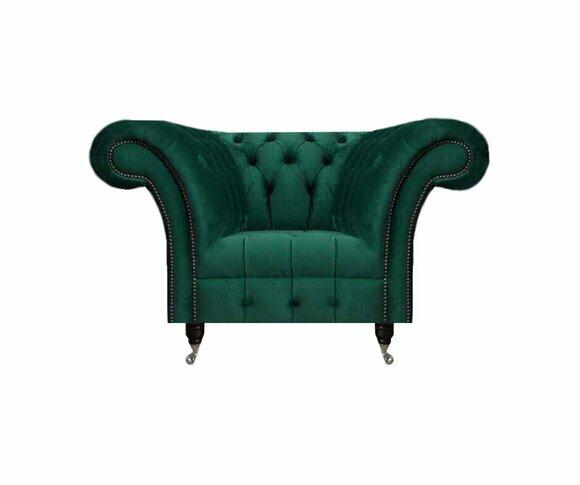 Dunkelgrüner Chesterfield Sessel Wohnzimmer Sitzmöbel Luxus Einsitzer