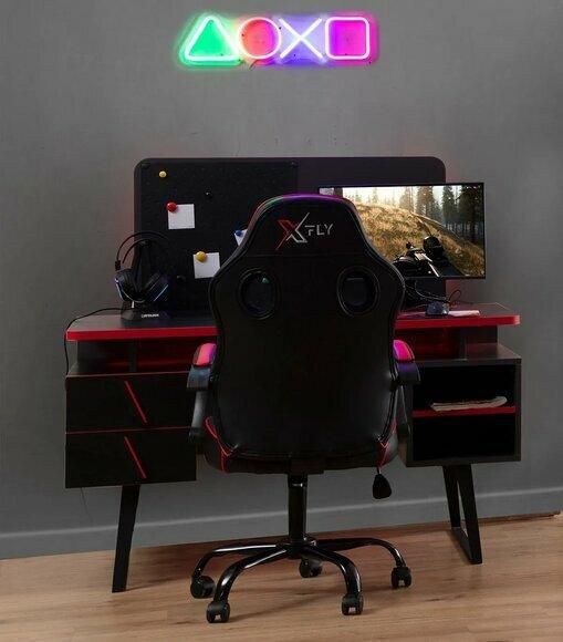 Luxuriöser Schwarz-roter Gaming Tisch Designer Jugendzimmer Holz Tische