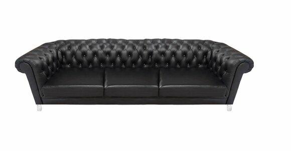 Chesterfield Schwarzes Edles Ledersofa Designer Wohnzimmer Polstercouch