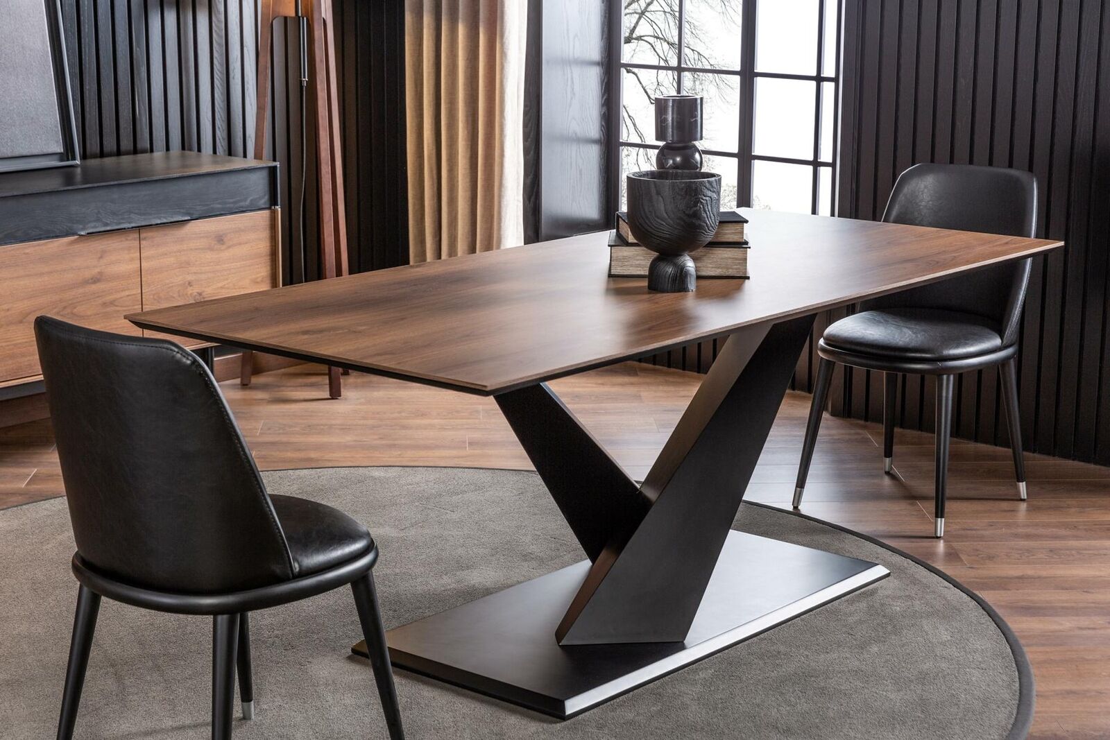 Säulentisch Küchentisch Luxus im modernen Stil brauner Tisch 208x92cm Sofort