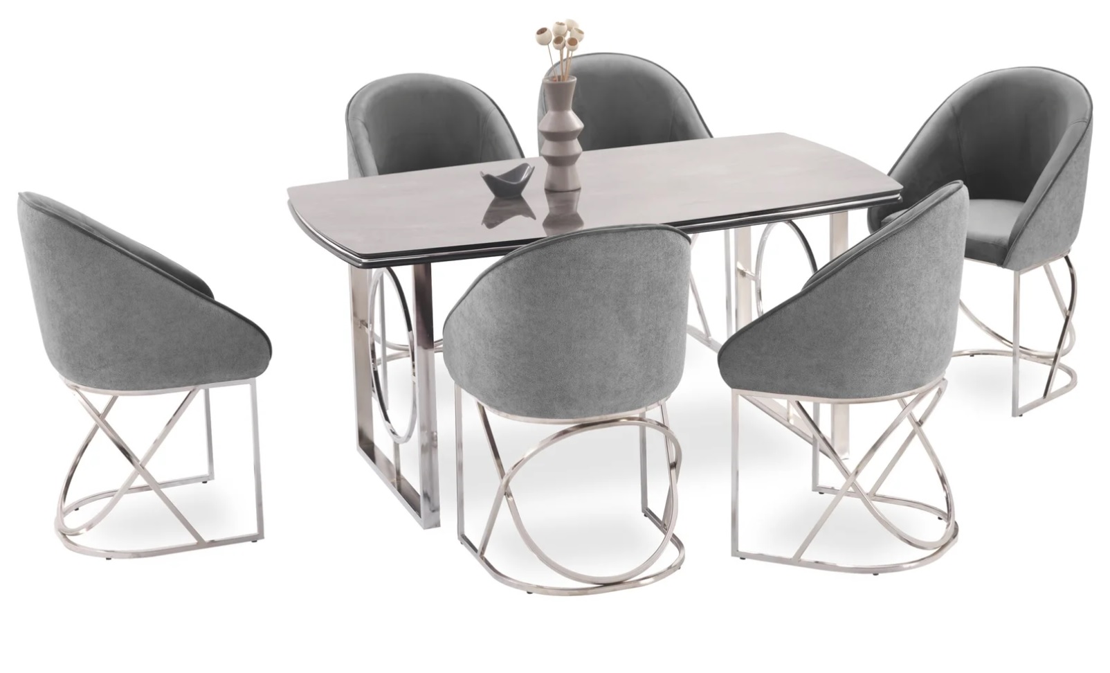 Modernes Esszimmer Möbel luxuriösen Esstisch + 6x Stühle Tisch Stühle Sofort