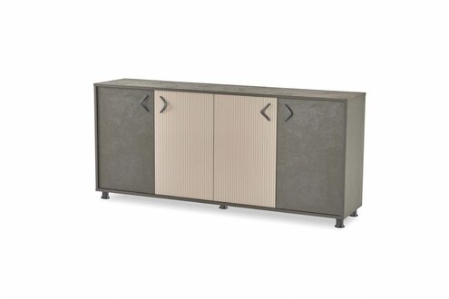 Exklusiver Grauer Aktenschrank Designer Sideboard Zweifarbige Anrichte