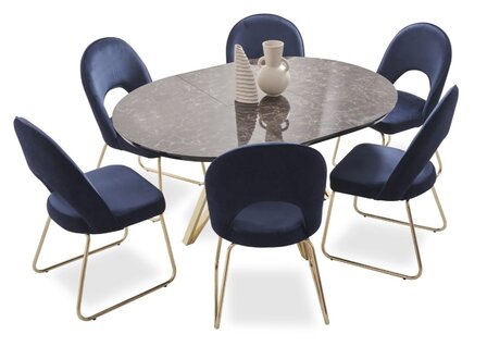 Essgruppe Moderne Stuhle Tisch Tische 7tlg. Esstisch 6 x Stühle Esszimmer Set