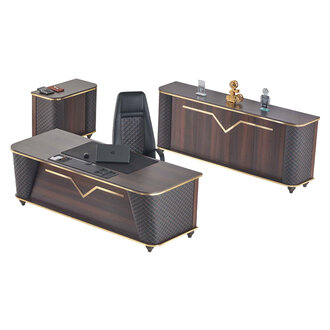 Komplett Arbeitszimmer-Set Bürotisch Bürostuhl Sideboard Kommode Holz