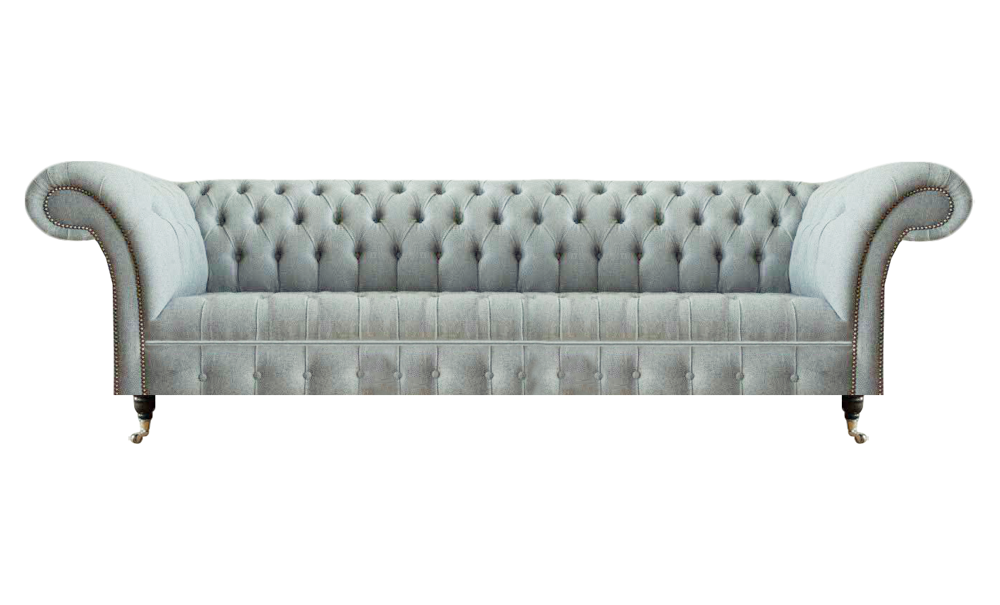 Hellgrauer Chesterfield Viersitzer Moderne Edle Wohnzimmer Sitzmöbel