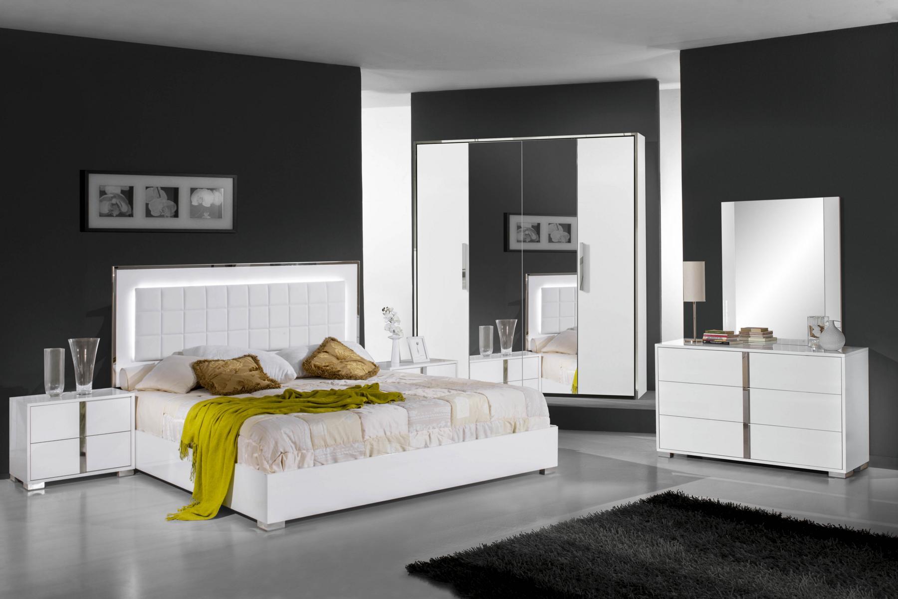 Schlafzimmer Bett Nachttisch Kleiderschrank Kommode Spiegel Doppel Neu Set 6tlg.