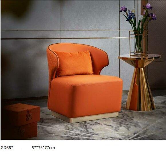 Sessel Orange Luxus Stoff Wohnzimmer Textil Neu Kreative Modern Design