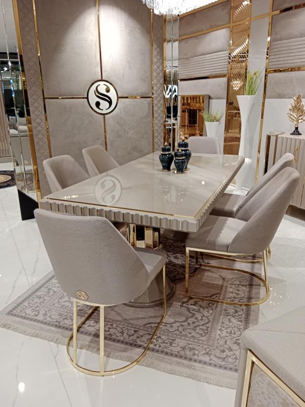 Luxus Tisch Weiß Edelstahl Italienisches Design