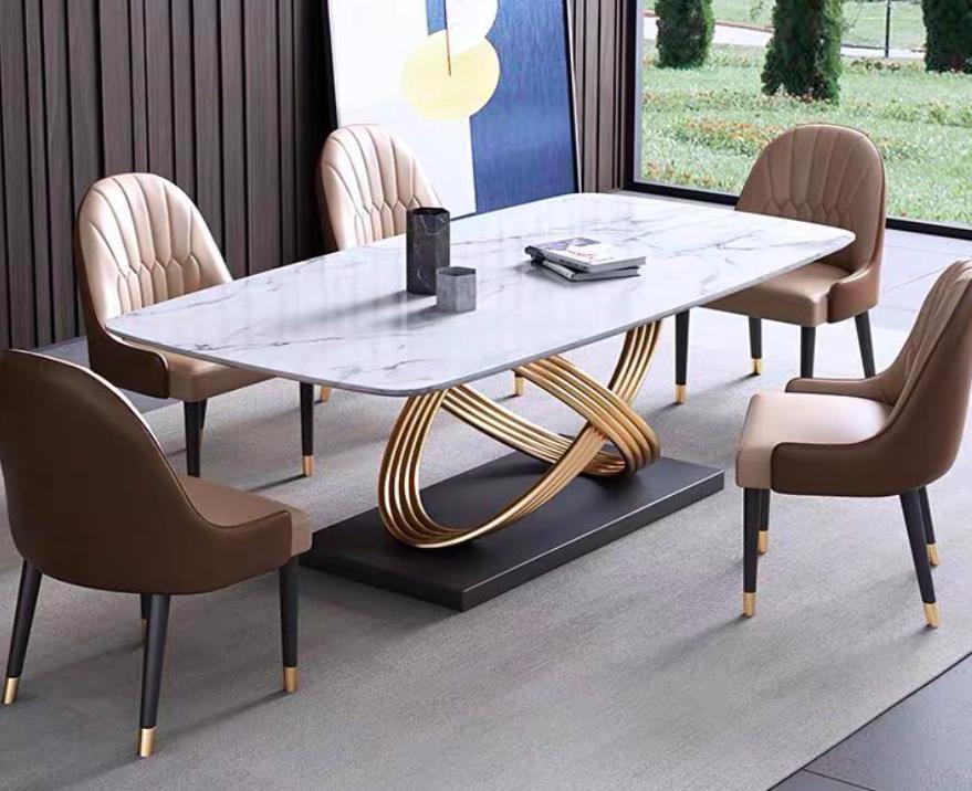 Luxus Tisch Metall Esstisch Mega Design Tische Edelstahl Marmor Imitat Esstisch