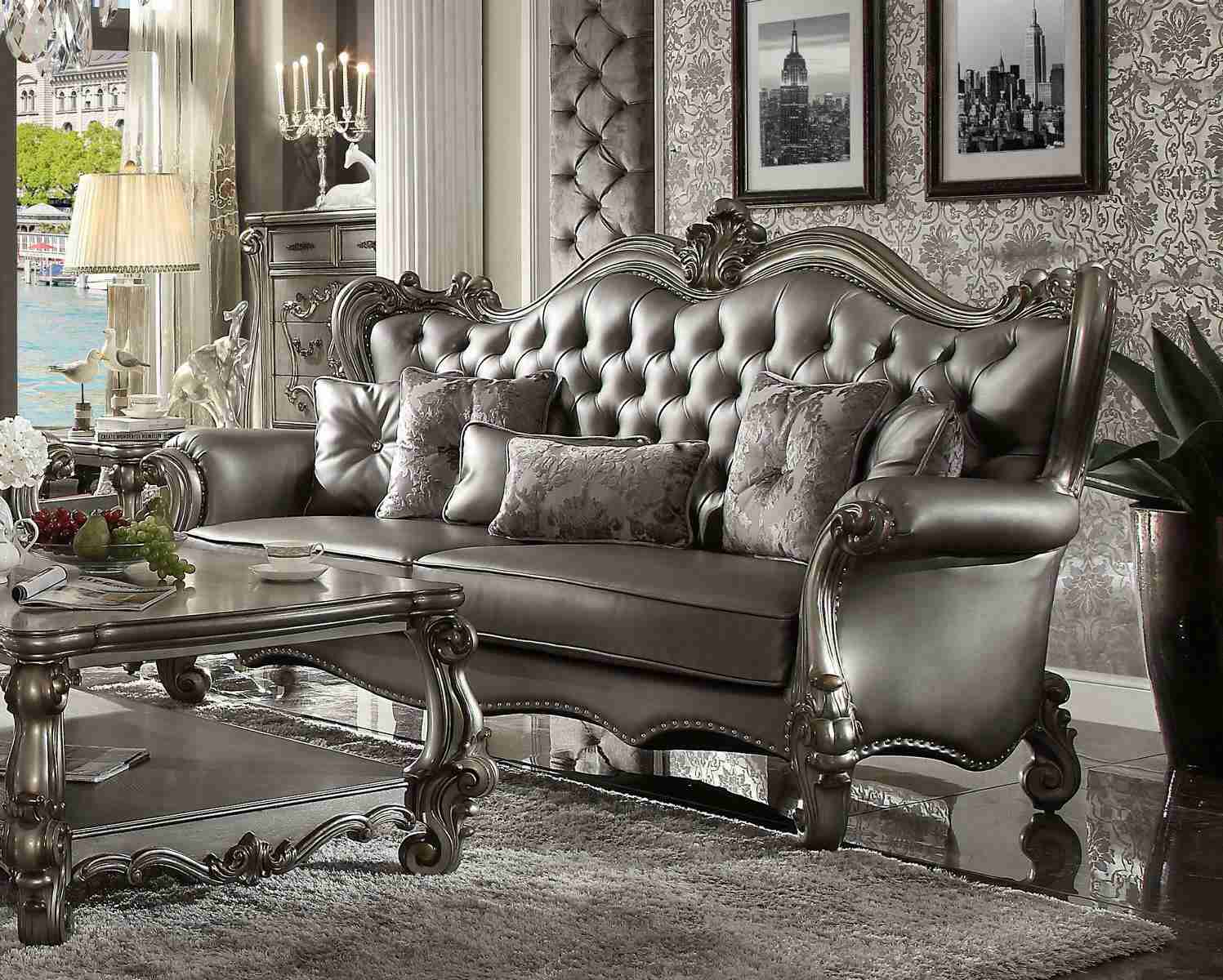 Chesterfield Sofa 3 Sitzer Couch Polster Leder Sofas Wohnzimmer Dreisitzer