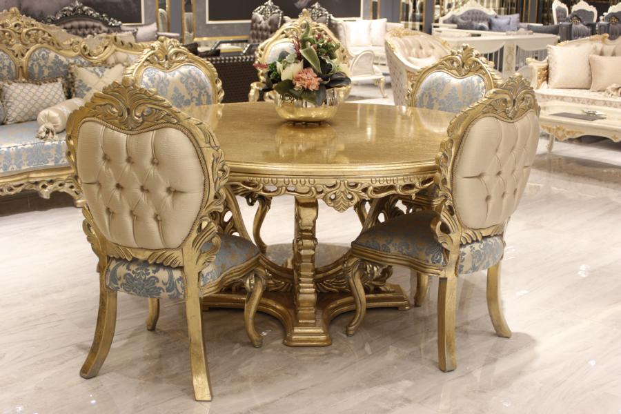 Luxus Esstisch Rund Design Tisch klassische Esszimmer Tische Möbel Gold