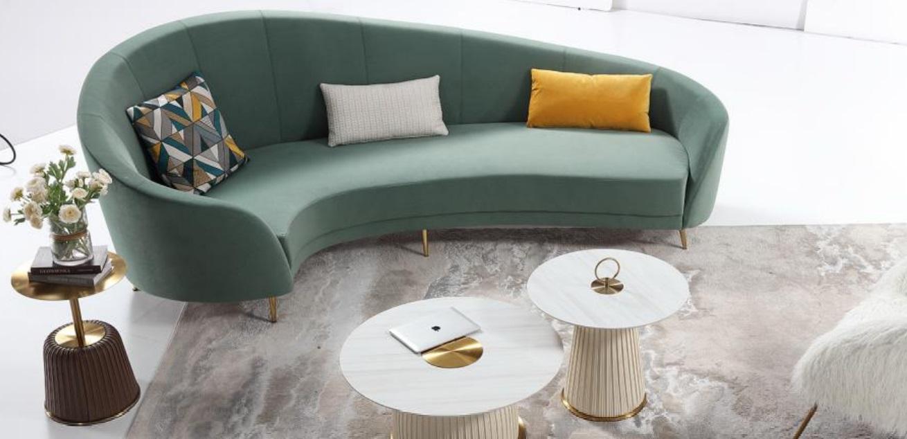 Rund Sofa + Couchtisch Modernes Sofa Wohnzimmer Couchtisch Möbel Komplett Set