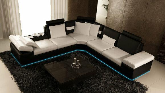 Wohnzimmer Sofa Ledersofa Polster Sitzgarnitur Moderne Multifunktions Couch USB