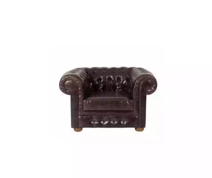 Chesterfield Textil Polster Sofas Design Couch Sofa Sessel 1 Sitz Braun