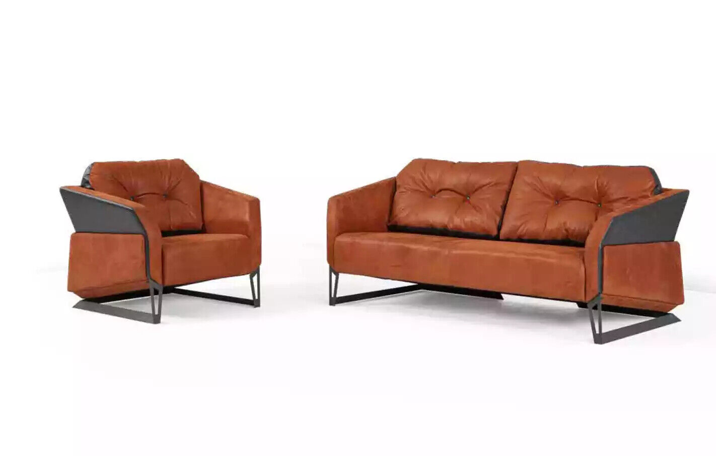 Moderne Sofagarnitur Arbeitszimmermöbel Dreisitzer Büro Sessel Textil 3+1