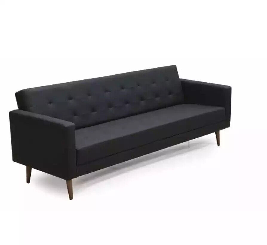Schwarz Sofa 3 Sitzer Arbeitzimmer Textil Möbel Couch Polster Stoff