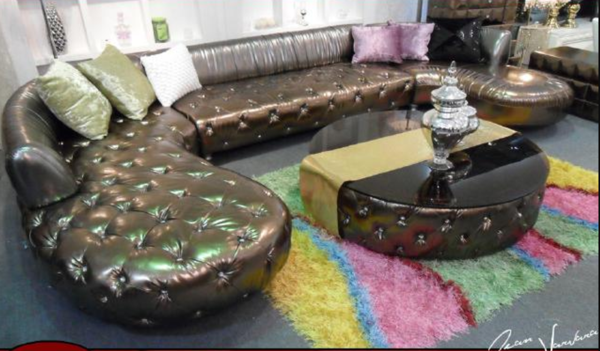 Chesterfield Ecksofa U Form Luxus Couch Wohnlandschaft Gold Eckgarnitur
