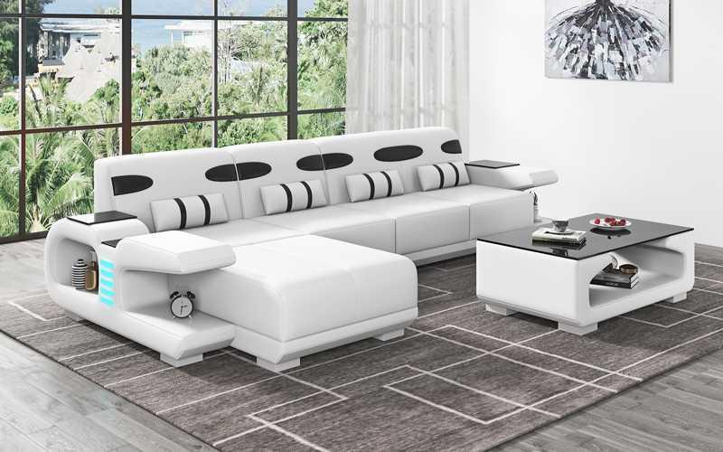 Couch Ecksofa L Form Liege Weiß Modern Ledersofa Kunstleder Sofa Sofas