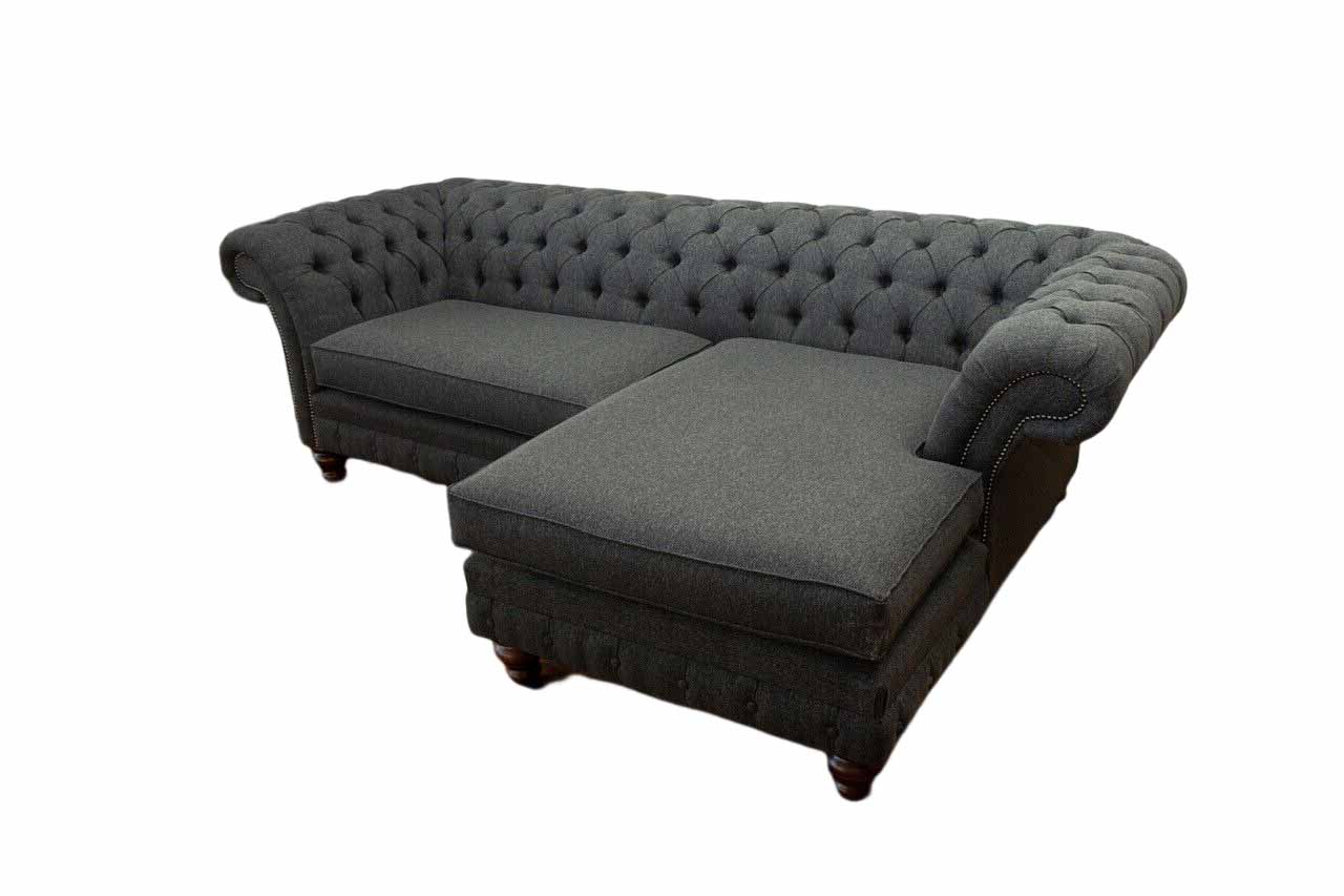 Chesterfield Ecksofa L-Form Stoff Design Couch Sitz Sofa Textil Eck Neu