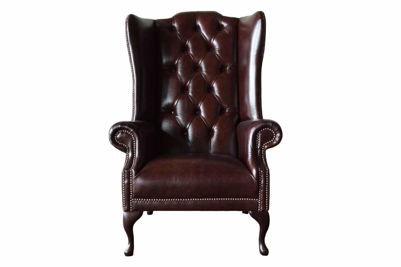 Sessel 1 Sitzer Braun Wohnzimmer Leder Design Chesterfield Ohrensessel