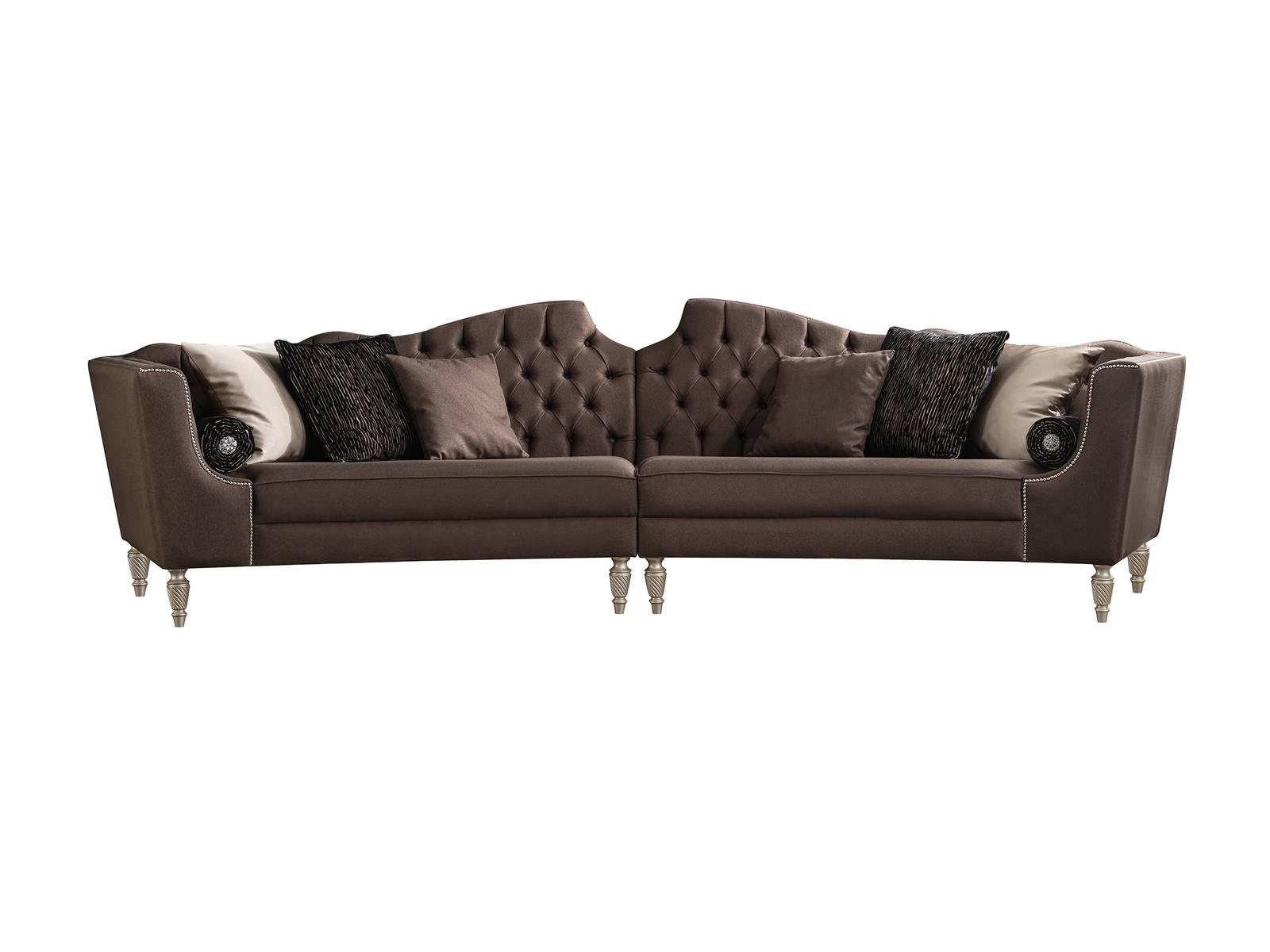 Brauner Wohnzimer Fünfsitzer Designer Chesterfield Luxus Polstersofa