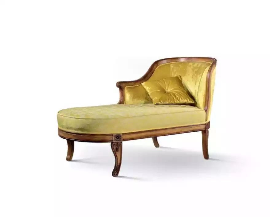 Chaiselongue Stoff Sofa Liege Chaise Klassischer Gelb Couch Textil Neu