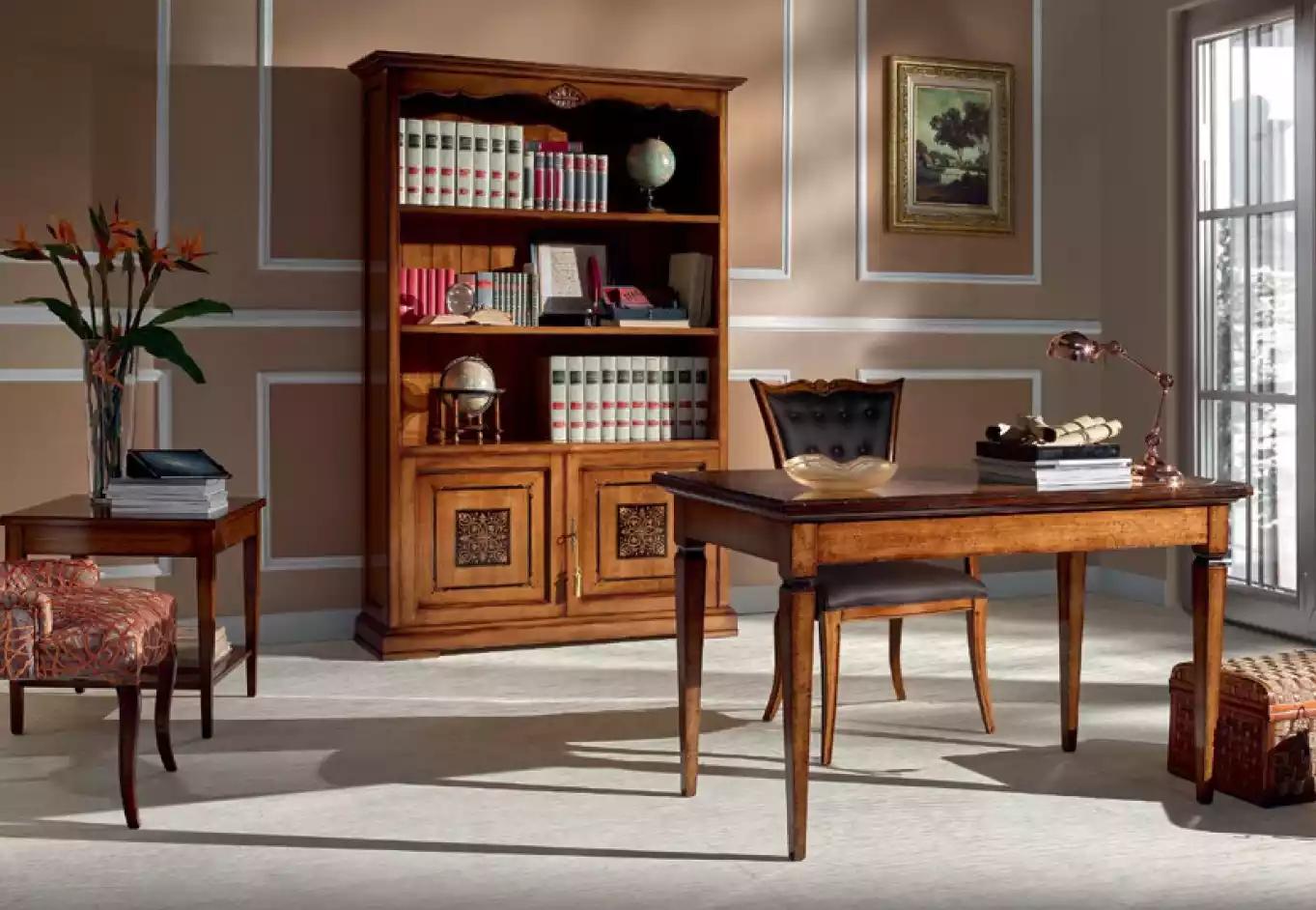 Schreibtisch Wohnzimmer Bücherregal Holz Büroschrank Schränke Italien