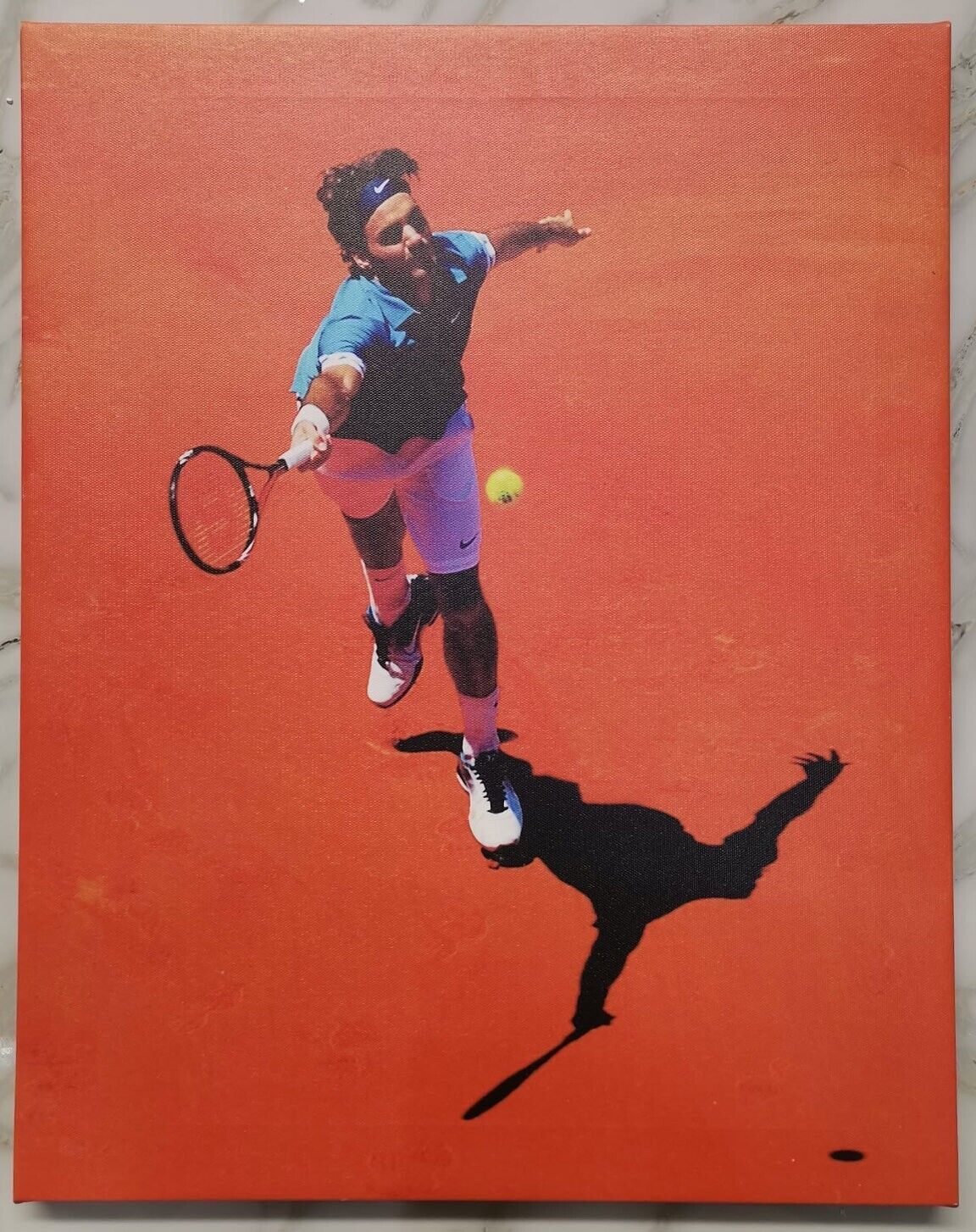 Kunstdruck Roger Federer Tennis Sport Rot Den Ball schlagen Leinwand SOFORT