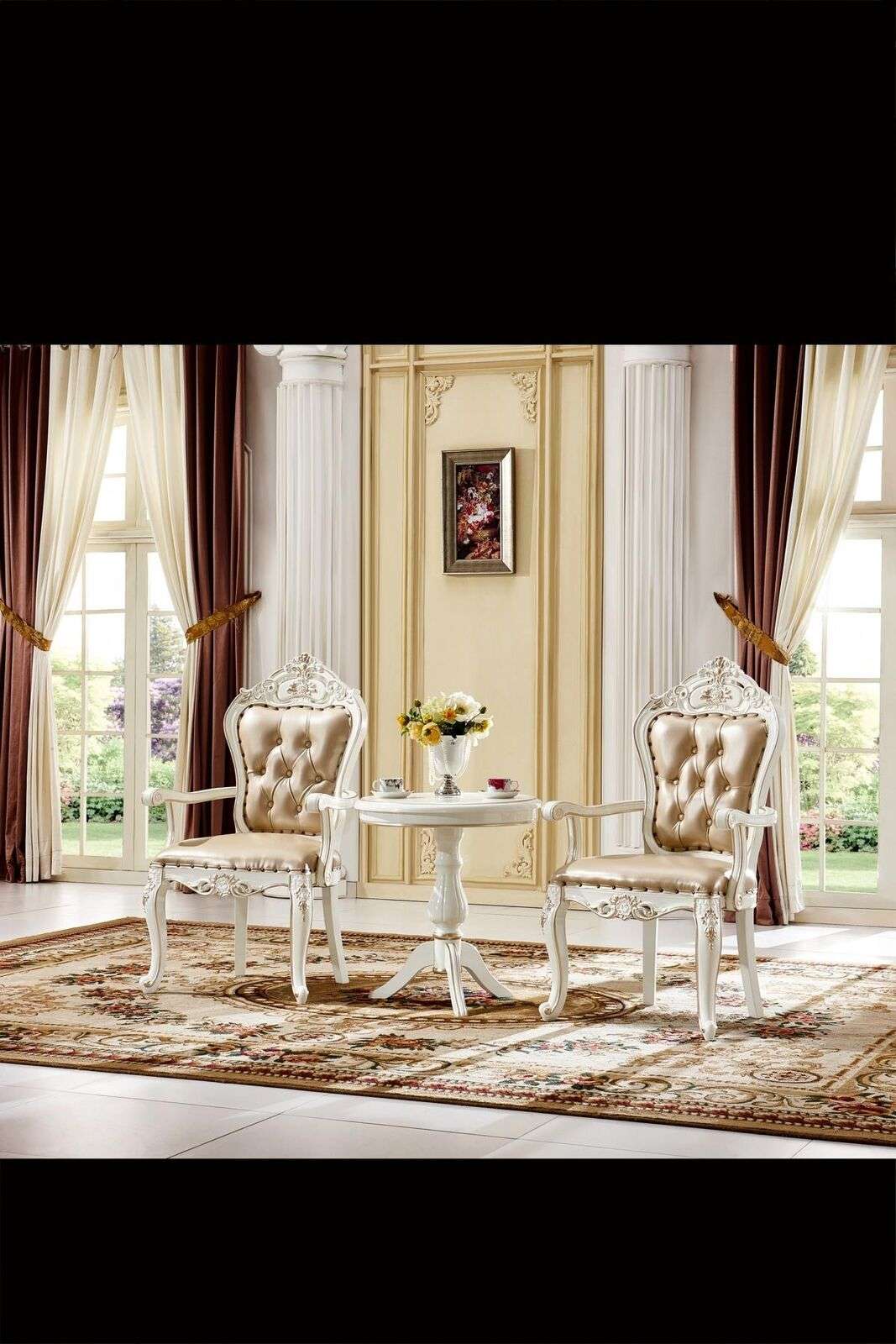 Wohnzimmer Set Beige 2x Sessel Klassische Elegantes Neu 2tlg.