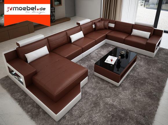 Ledersofa Ecksofa Designer Sofa Bettfunktion ULM