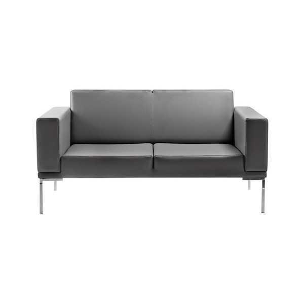 Grauer Büro Stil 2-Sitzer Designer Polstersofa Kunstleder Couchen 2-er