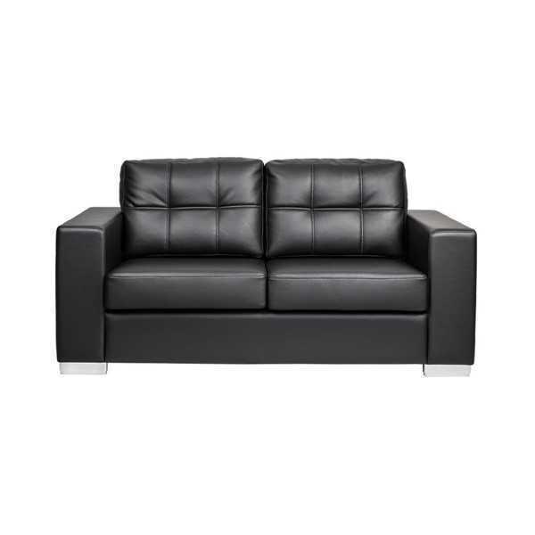 Schwarzer Wohnzimmer 2-Sitzer Luxus Leder Relax Couch Modernes Design