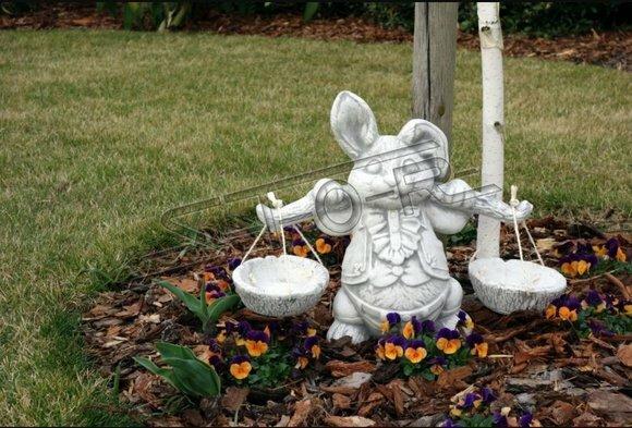 Garten Dekoration Hase Terrasse Stein Figuren Figur Deko Statue Skulptur