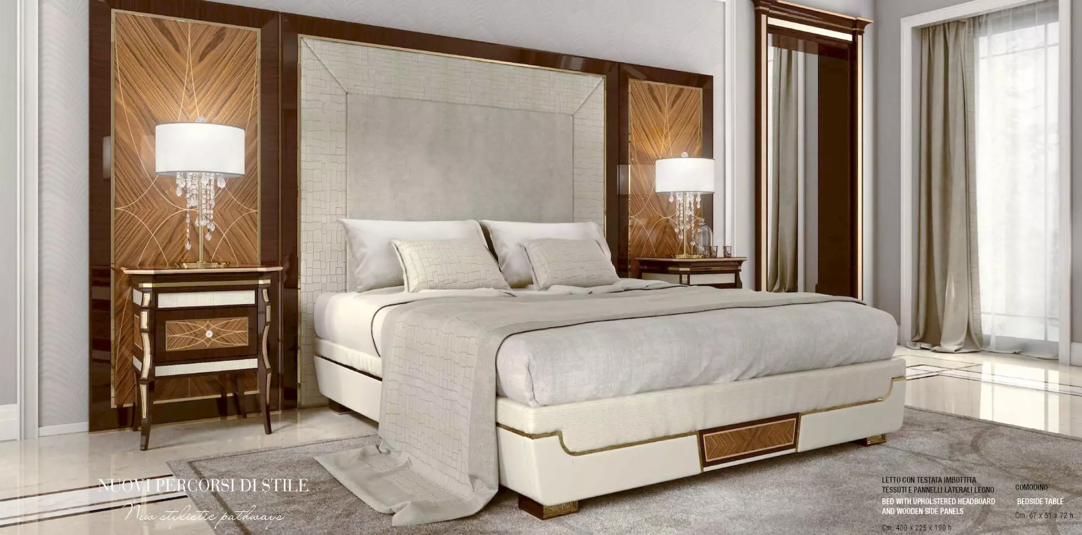 Garnitur Schlafzimmer Doppelbett Bett Luxus Braun Gruppe Set 3tlg