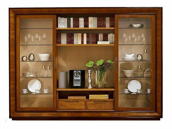 Wohnzimmer Schrank Wohnwand Regal Vitrine XXL Wohnwände Italienische Möbel Holz