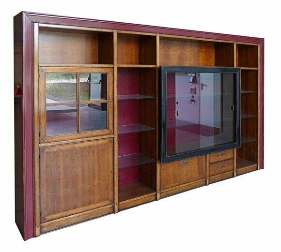 Einbau Schrank Regal Vitrine xxl Schränke Wohnwand Glasschrank Anbau Wand Holz