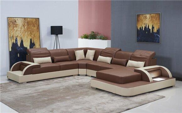 Wohnlandschaft U Form xxl Ecksofa Sofa Couch Polster Garnitur Leder Sofas Ecke