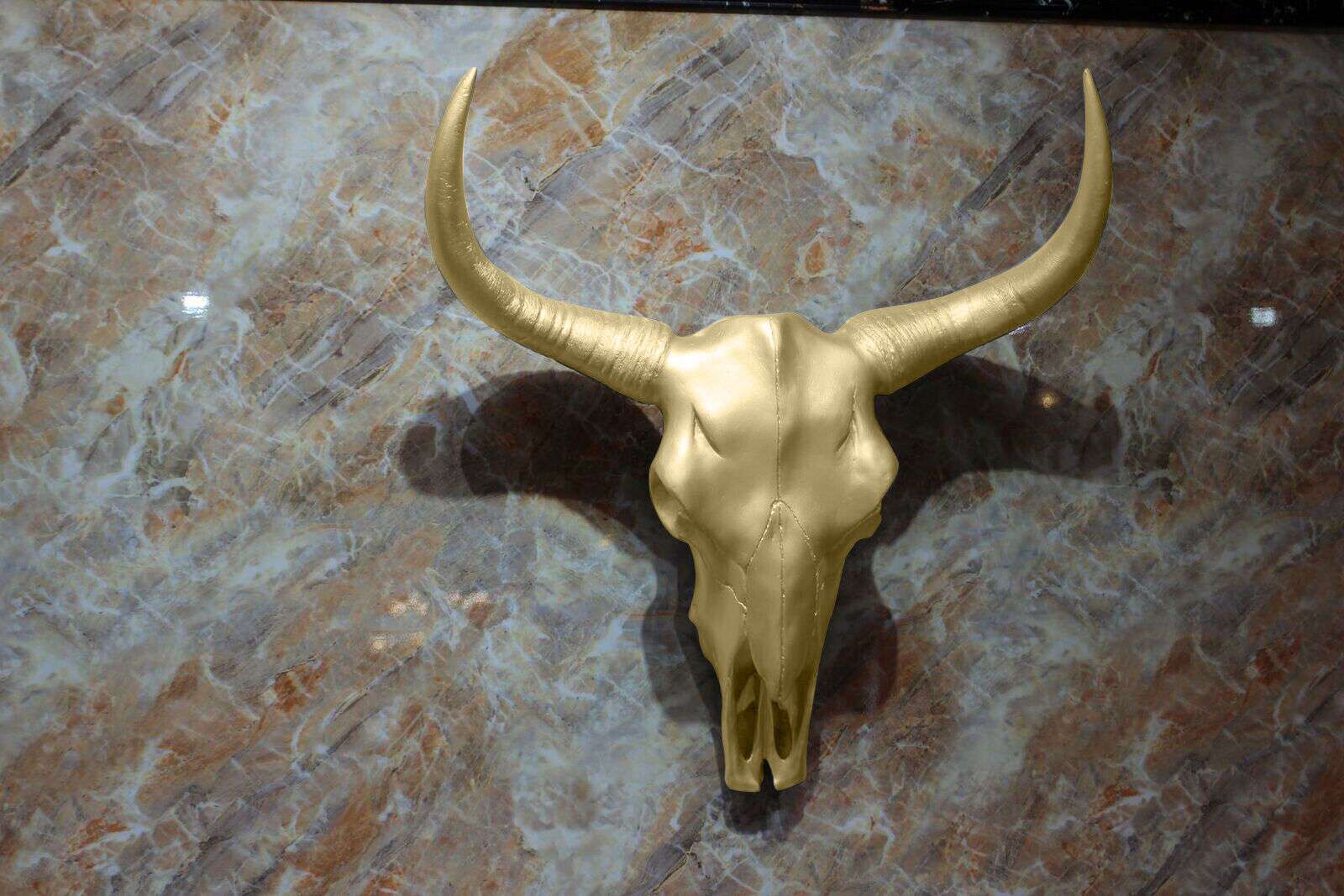 Büste Büffel Rind Stier Geweih Wand Bild Gold Skulptur Statuen Figur Neu Sofort