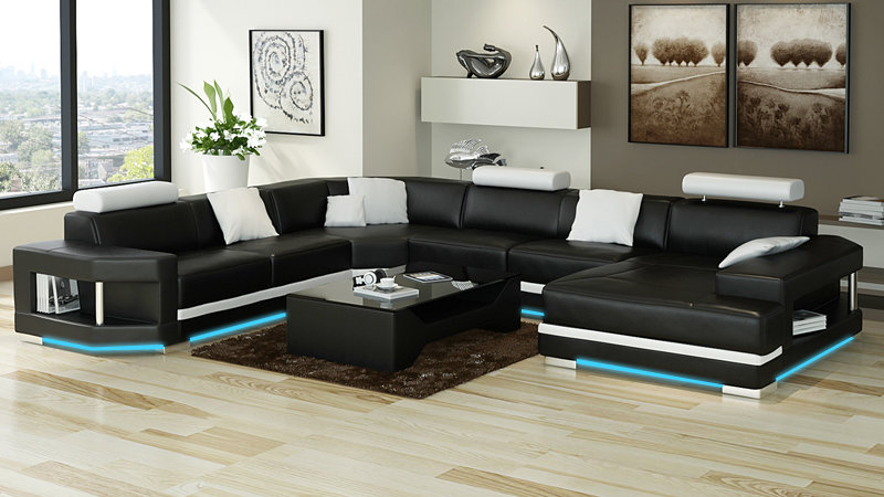 Ledersofa Sofa Couch Wohnlandschaft Ecksofa Garnitur Design Modern