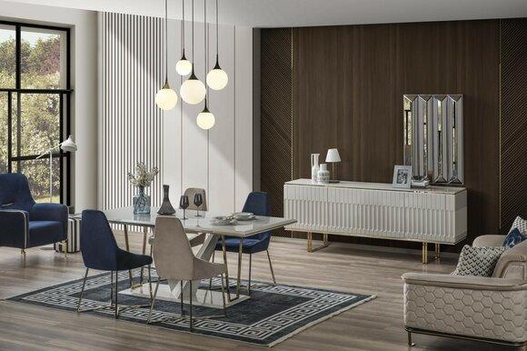 Garnitur Essgruppe Esszimmer Esstisch Sideboard Ess Stuhl Essgruppe Essecke 6tlg