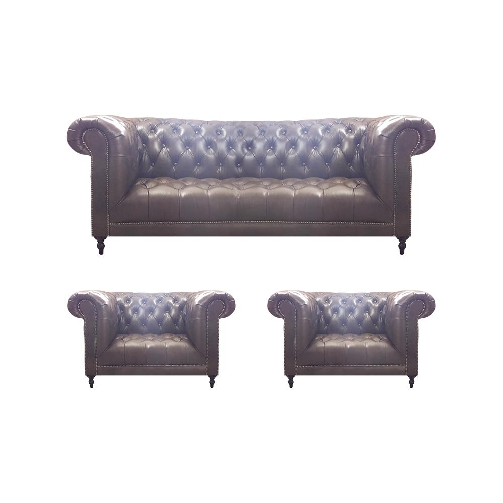 Chesterfield Braun Polstermöbel Wohnzimmer Sessel 3+1+1 Sofa Dreisitze