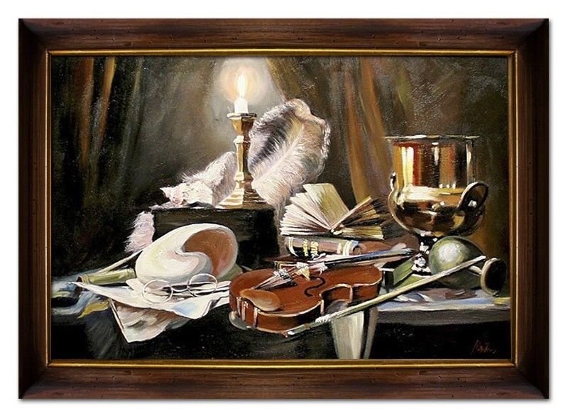 Gemälde Geige Violine Handarbeit Ölbild Bild Ölbilder Rahmen Bilder G04899