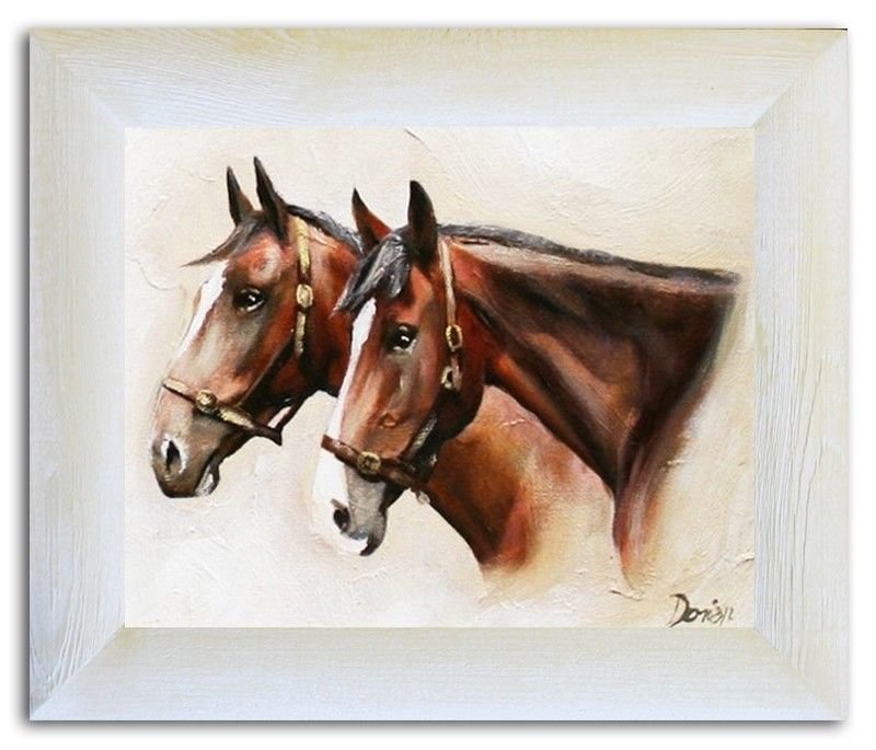 Ölbild Ölbilder Gemälde Bilder Bild Handgemalt Öl mit Rahmen Öl Pferd